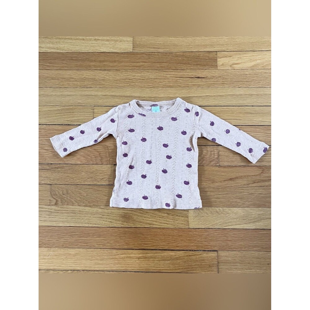 Kate Quinn Organic Cotton Brown Tan Apple Fall Pointelle Long Sleeve 12-18